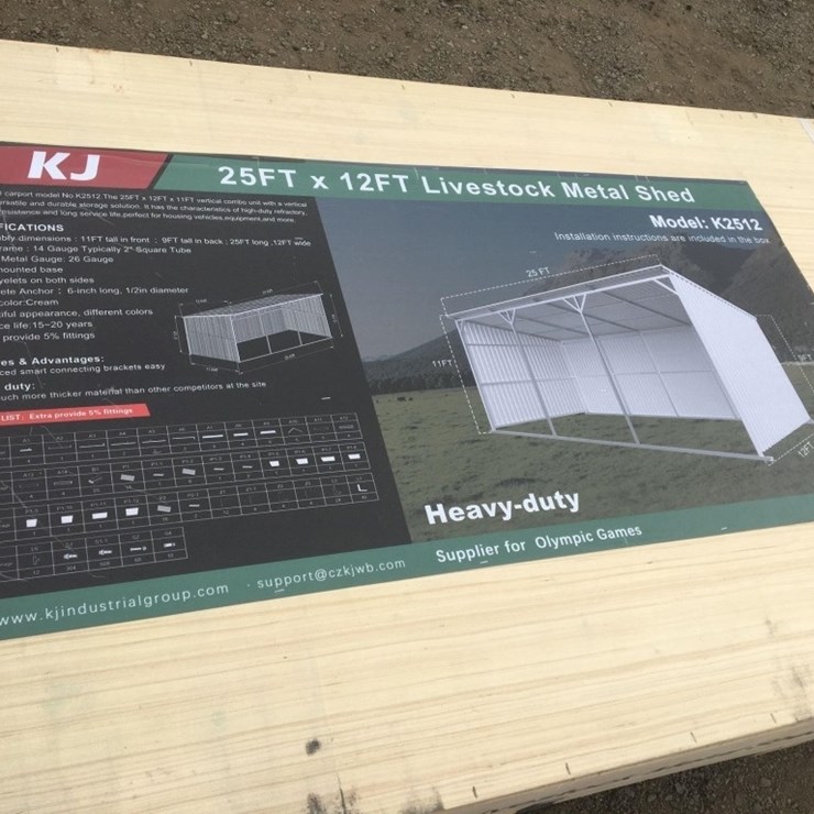 Unused 25ft x 12ft Livestock Metal Shed.