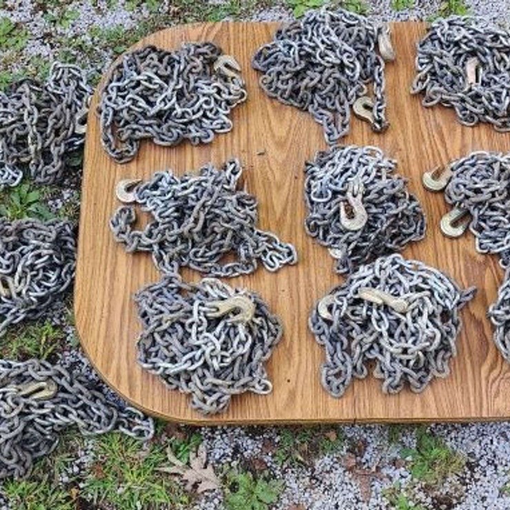 Twelve 3/8" x 20' chains.