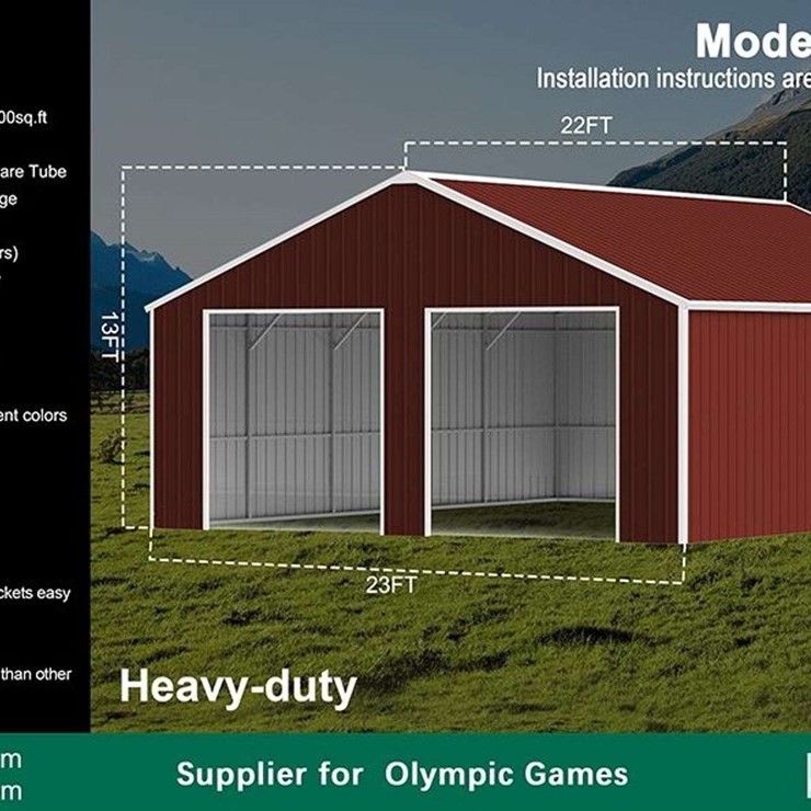 23ftx22ft Double Garage Metal shed