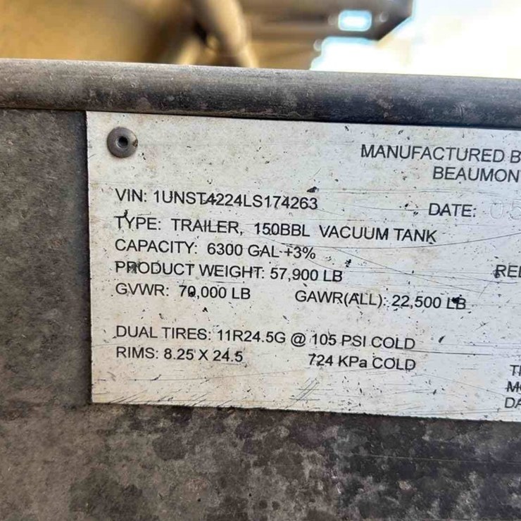 2020 DRAGON ESP 150BBL ALUMINUM