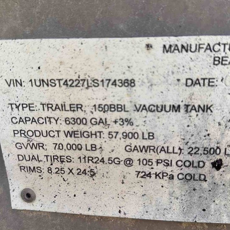 2020 DRAGON ESP 150BBL ALUMINUM