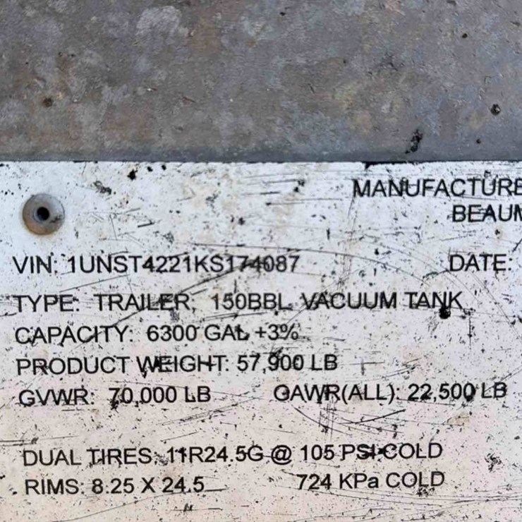 2019 DRAGON ESP 150BBL ALUMINUM