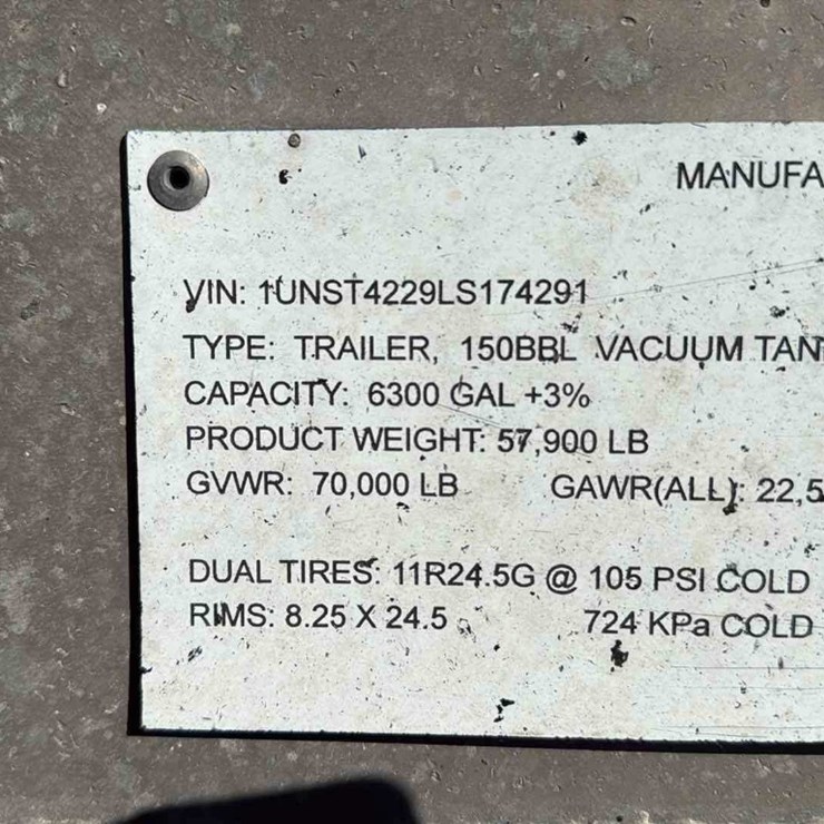 2020 DRAGON ESP 150BBL ALUMINUM