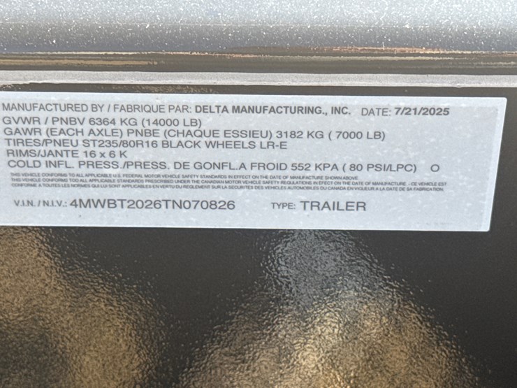 #1211-•-new-20’-delta-tiletrailer,-4’-stationary,-16’-tilt,-14,000lbs,-tandem-axle,-electric-brakes-on-both-axles,-led-lights,-236/80r-16-tires,-2-5/16”-ball-image-7