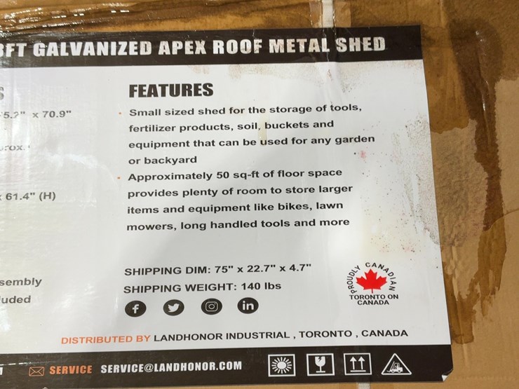 #5087-•-unused-2025-landhonor-6'-x-8'-galvanized-apex-roof-metal-shed-image-3