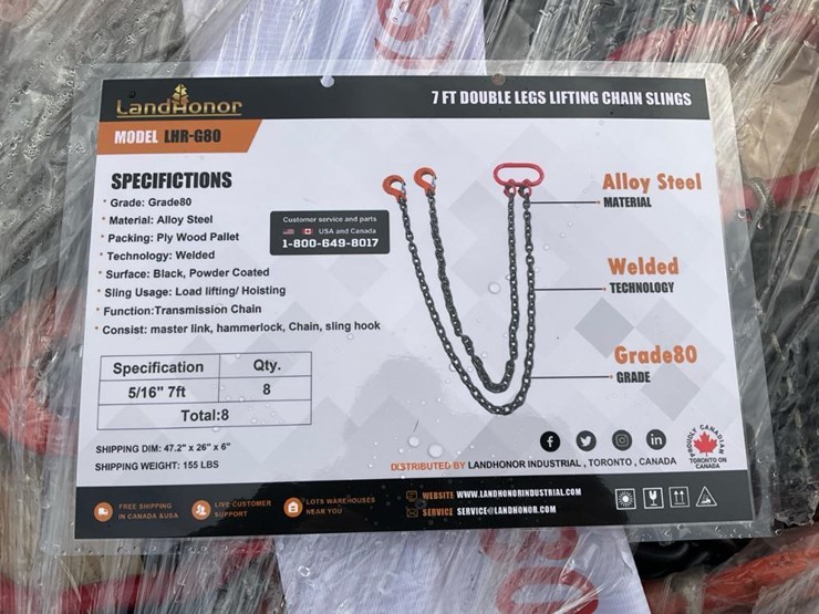 #5032-•-unused-2025-landhonor-7-ft-double-legs-lifting-chain-sling-image-1