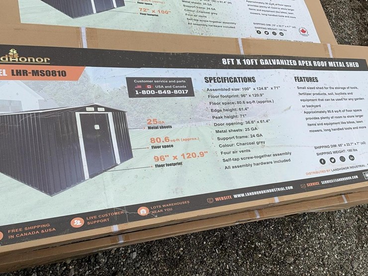 #5089-•-unused-2025-landhonor-8'-x-10'-galvanized-apex-roof-metal-shed-image-2