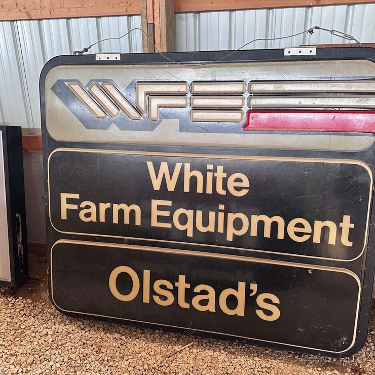 White Farm Equipment Lighted Double Sided Bubble Sign