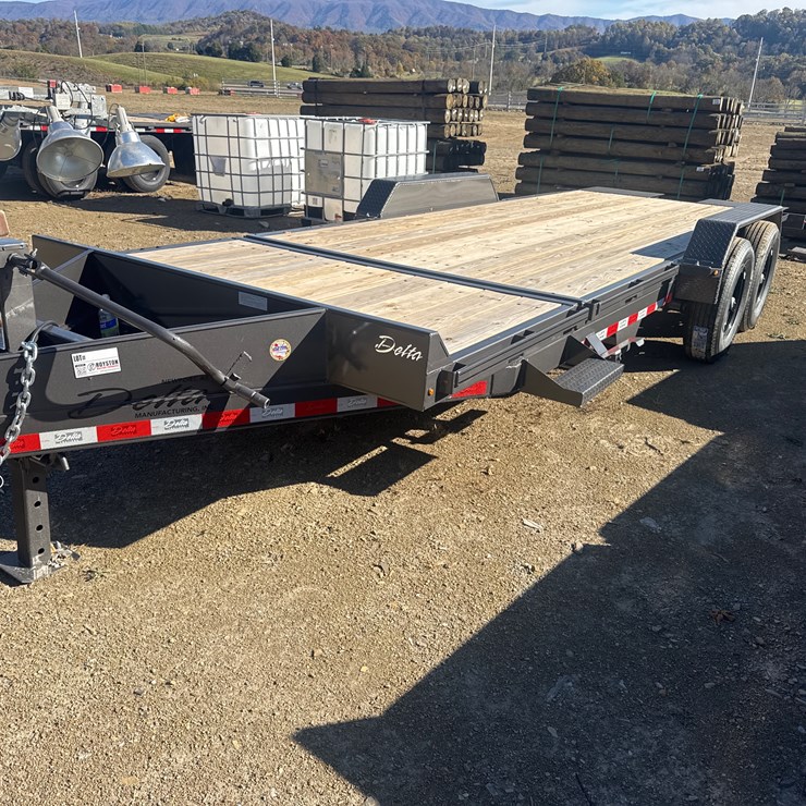 #1212 • Unused 2025 Delta tandem, tilt 14,000 pound equipment trailer