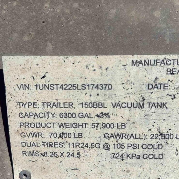 2020 DRAGON ESP 150BBL ALUMINUM