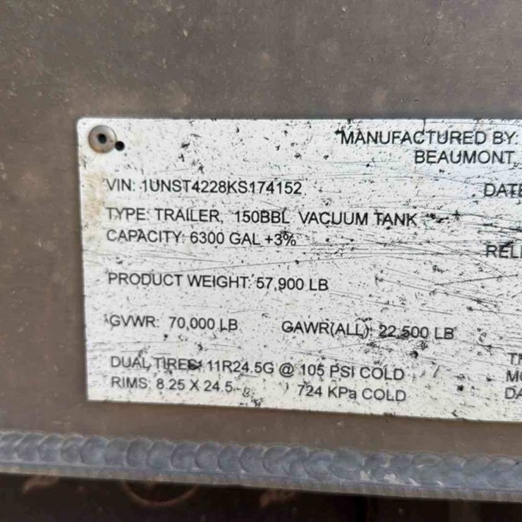 2019 DRAGON ESP 150BBL ALUMINUM