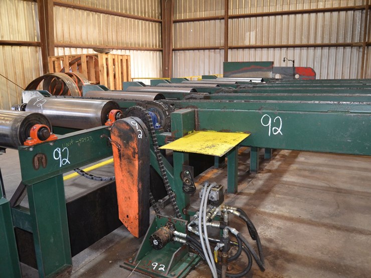 kockums-36"x20'-outfeed-rollcase-w/-10"-rolls-w/-hydraulic-drives-on-each-roll-w/-6-strand-transfer-w/-19'-6-strand-outfeed-transfer-w/-81x-chain-w/-hydraulic-drive-on-common-shaft-image-1