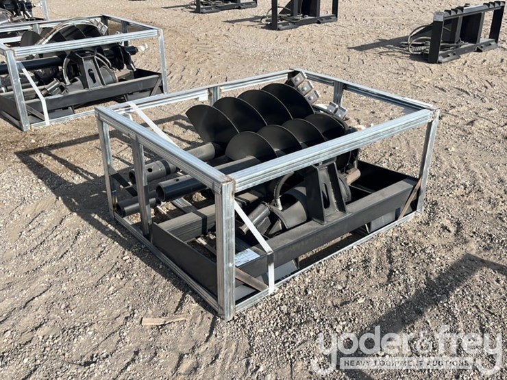 unused-jct-hydraulic-auger-drive-c/w-quick-attach-bits,-9",-12",-18",-special-alloy-bits-to-suit-skidsteer-image-1