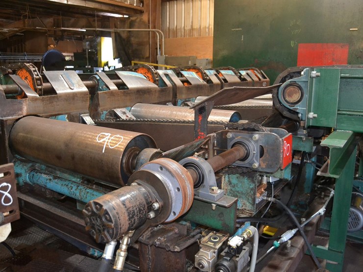 kockums-36"x14'-hands-off-infeed-rollcase-w/-4-arm-pop-up-positioner-w/-cant-turner-w/-hydraulic-drive-image-1