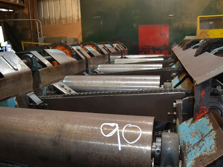 kockums-36"x14'-hands-off-infeed-rollcase-w/-4-arm-pop-up-positioner-w/-cant-turner-w/-hydraulic-drive-image-2