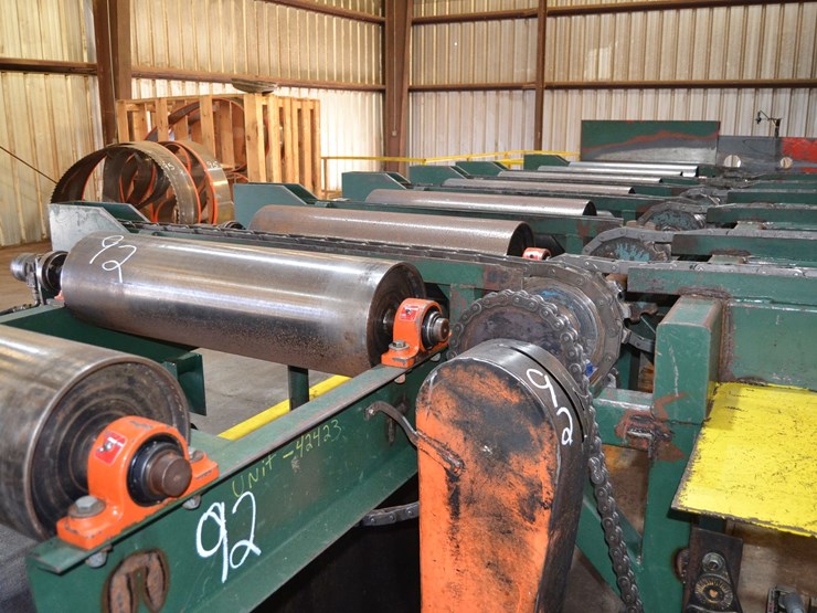 kockums-36"x20'-outfeed-rollcase-w/-10"-rolls-w/-hydraulic-drives-on-each-roll-w/-6-strand-transfer-w/-19'-6-strand-outfeed-transfer-w/-81x-chain-w/-hydraulic-drive-on-common-shaft-image-4