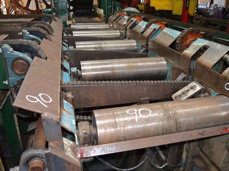 kockums-36"x14'-hands-off-infeed-rollcase-w/-4-arm-pop-up-positioner-w/-cant-turner-w/-hydraulic-drive-image-3