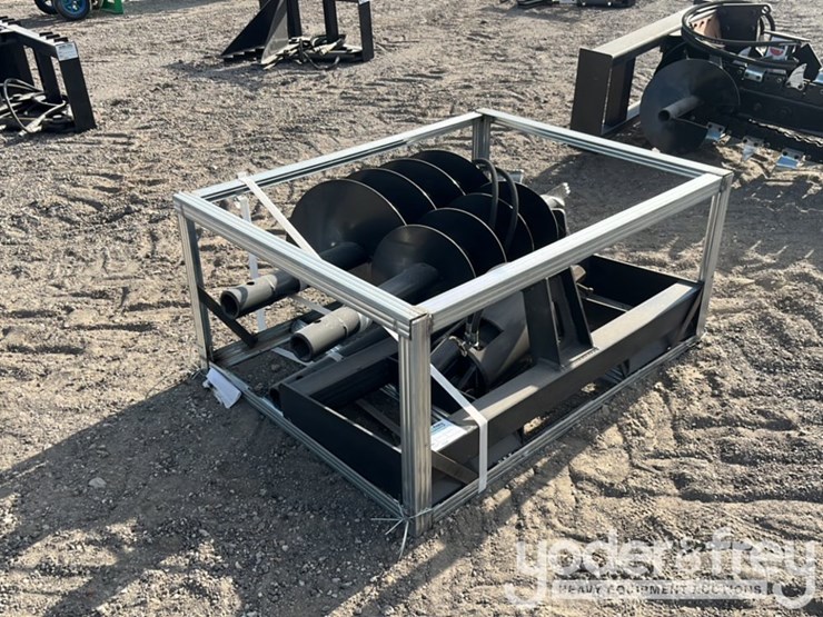 unused-jct-hydraulic-auger-drive-c/w-quick-attach-bits,-9",-12",-18",-special-alloy-bits-to-suit-skidsteer-image-1