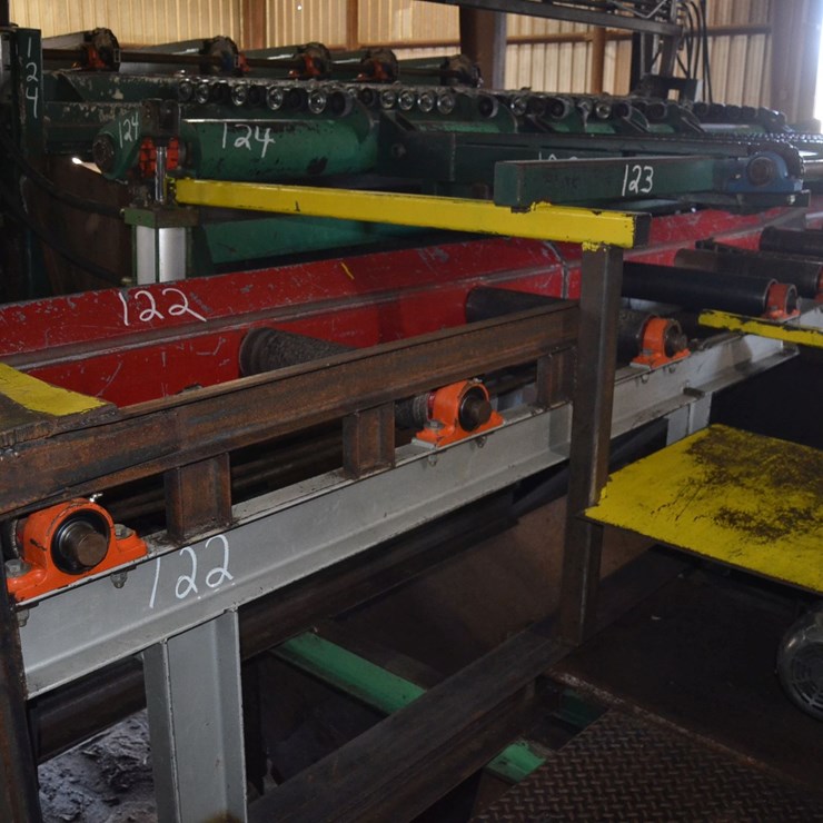 10' 4 STRAND TRANSFER DECK W/ ROOFTOP CHAIN W/ BOARED STOP W/ DRIVE LIGNA 24"X25' ROLLCASE W/ HYDRAULIC MOTORS ON ROLLS