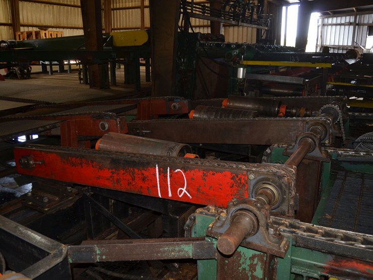 kockums-13'-3-strand-infeed-deck-w/-#78-chain-w/-cant-stops-w/-electric-drive-feeding-into-ligna-gang-w/-6'-3-strand-pop-up-transfer-w/-24"-x-10'-image-2