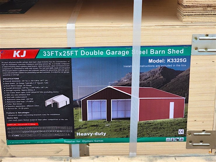 kj-double-garage-steel-barn,-33'-x-25',-m/n--k3325g-image-1