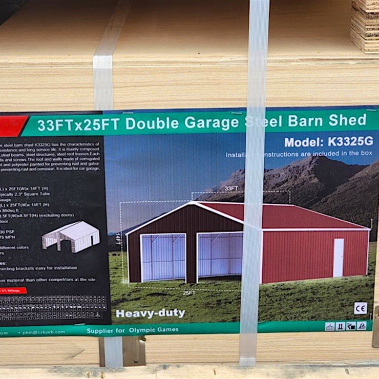 KJ Double Garage Steel Barn, 33' x 25', m/n- K3325G