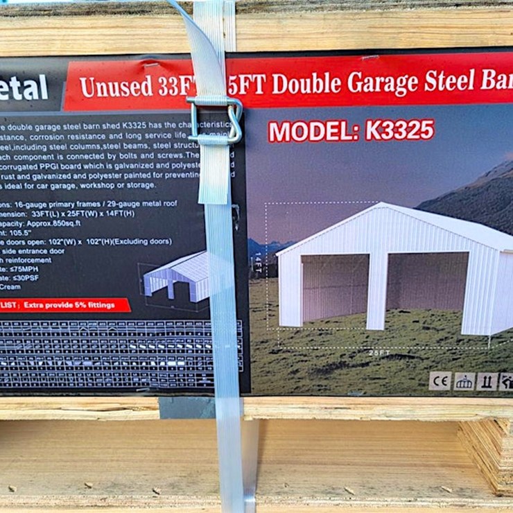 KJ Double Garage Steel Barn, 33' x 25', - m/n K3325