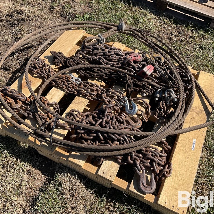 Pallet Of Log Chains & Cable
