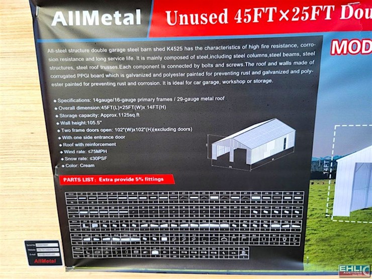 kj-double-garage-steel-barn-shed,-45'-x-25',-m/n--k4525-image-5