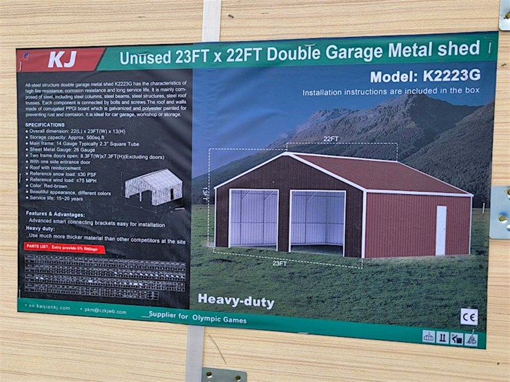 kj-double-garage-metal-shed,-23'-x-22',-m/n-k2223g-image-1