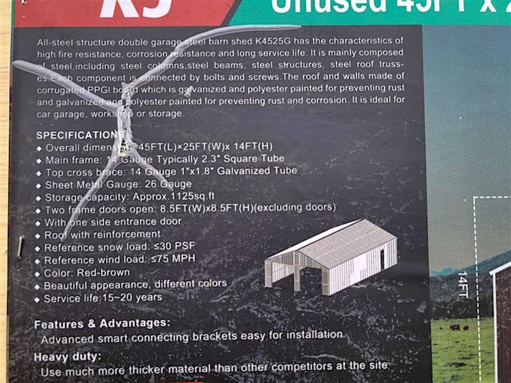 kj-double-garage-steel-barn-shed,-45'-x-25',-m/n--k4525g-image-10
