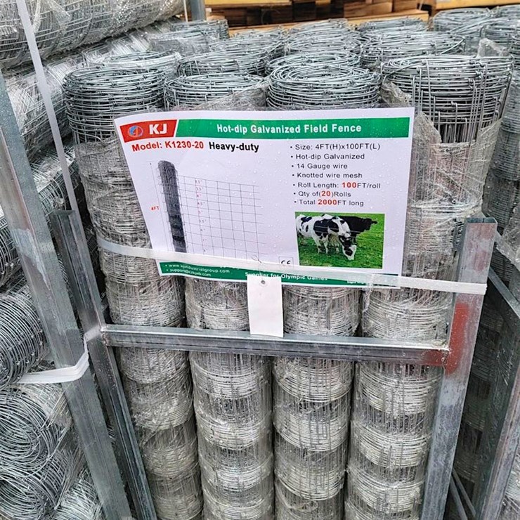 (20) Rolls of KJ Galvanized Wire Fencing, 48" x 100', m/n K1230-20