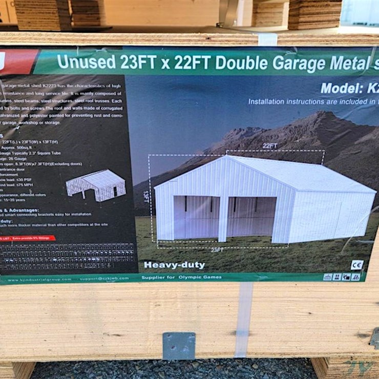 KJ Double Garage Metal Shed, 23' x 22', m/n- K2223