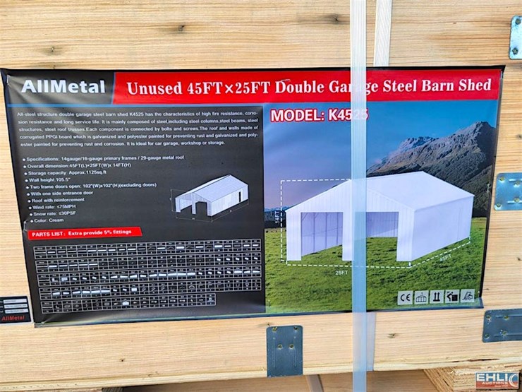 kj-double-garage-steel-barn-shed,-45'-x-25',-m/n--k4525-image-1