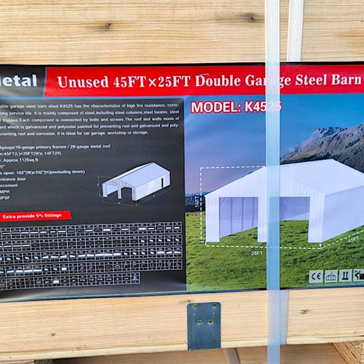 KJ Double Garage Steel Barn Shed, 45' x 25', m/n- K4525
