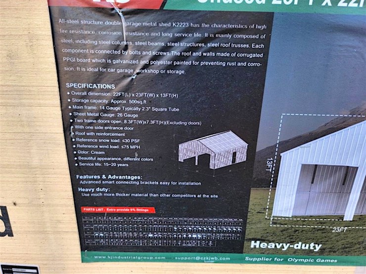 kj-double-garage-metal-shed,-23'-x-22',-m/n--k2223-image-3