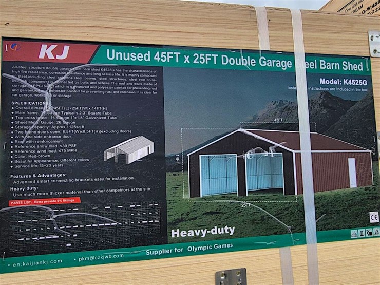 kj-double-garage-steel-barn-shed,-45'-x-25',-m/n--k4525g-image-1
