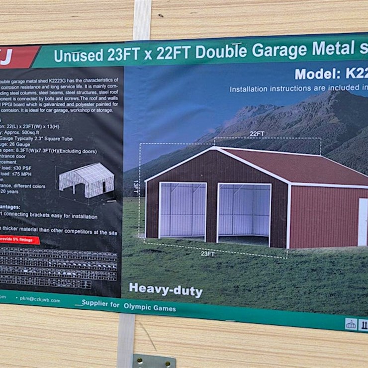 KJ Single Garage Metal Shed, 12' x 20', m/n K1220