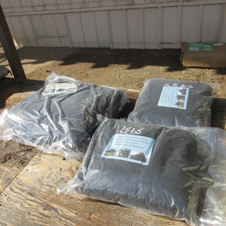 (3) New Unused Black Outdoor Patio Fabric Screen,