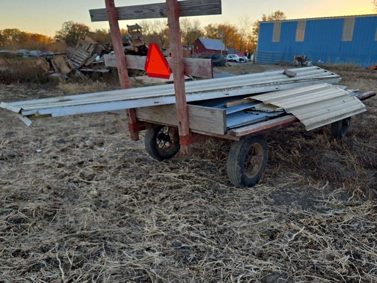 hay-rack-wagon-with-misc.-tin,-spoke-rims-image-4