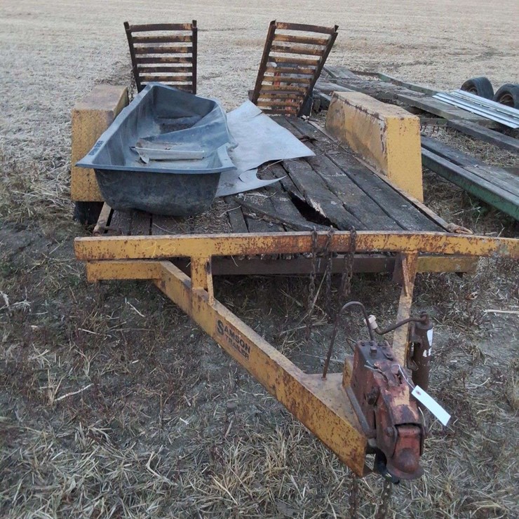 Samson Trailer Pull Type Tandem Axle HD Trailer, 12ft bed, with ramps, no title.