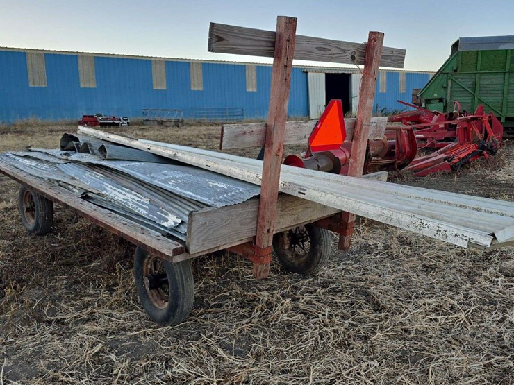 hay-rack-wagon-with-misc.-tin,-spoke-rims-image-5