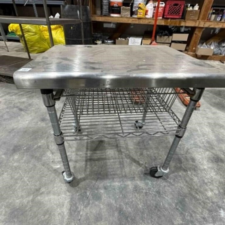 Metal wire cart w/stainless top