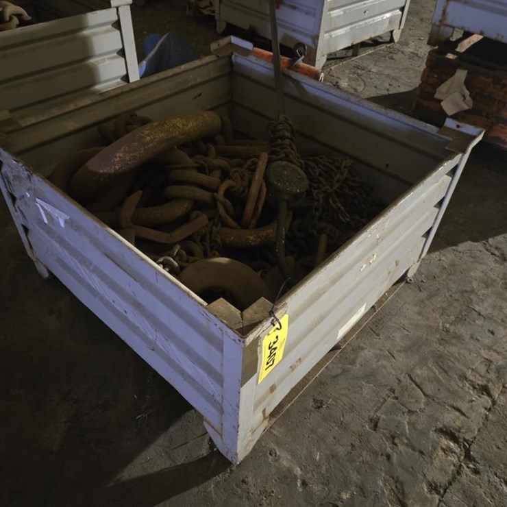 #3407 • Steel Crate w/ Misc. Heavy Duty Chains