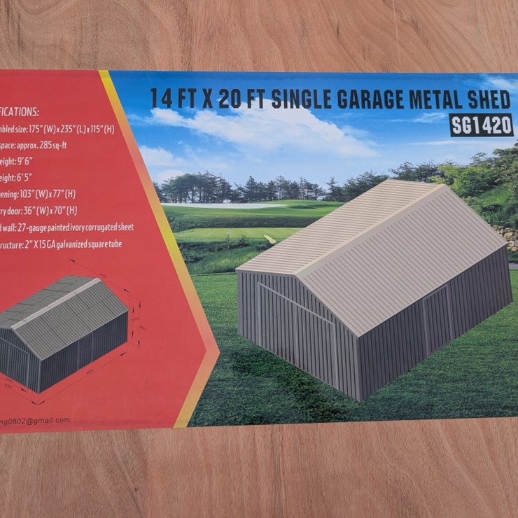 14' x 20' Single Garage Metal Shed