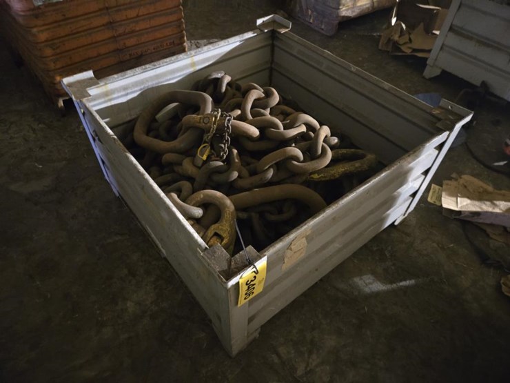 #3406-•-steel-crate-w/-misc.-heavy-duty-chains-image-1