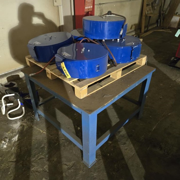 #3460 • (5) Coxreels EN-N-350 Hose Reels w/ Table