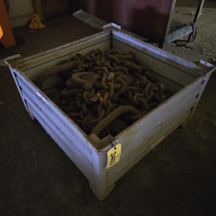 #3403 • Steel Crate w/ Misc. Heavy Duty Chains