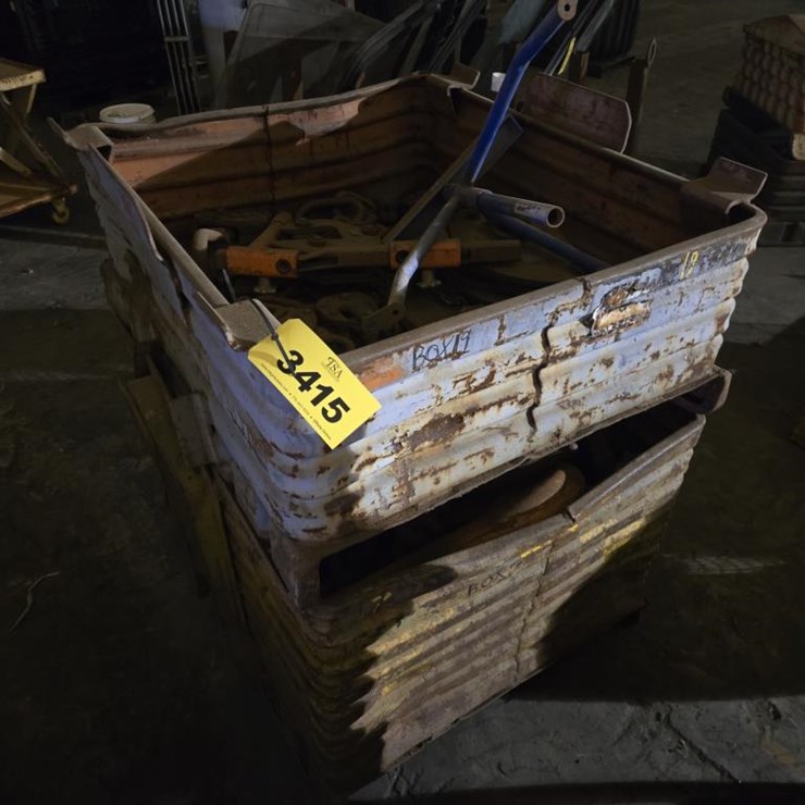 #3415 • (2) Steel Crates w/ Heavy Duty Chains and More