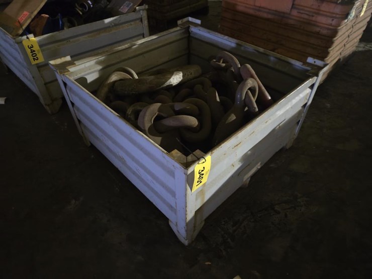 #3401-•-steel-crate-w/-misc.-heavy-duty-chains-image-1